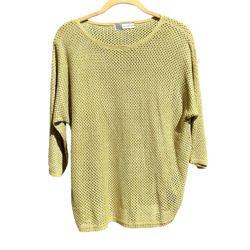 Zara | Chartreuse Open Weave Lightweight Sweater - Size S